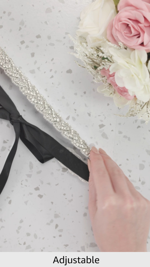 Amaxiu Handcrafted Bridal Rhinestone Wedding Belt for Women, Bling